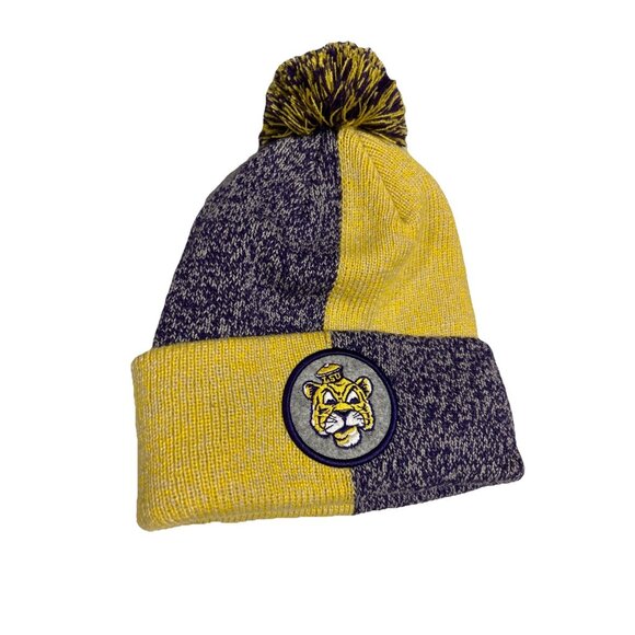 LSU Tigers NCAA Pom Cuffed Beanie Winter Knit Hat Unisex Cap Purple Gold - Picture 1 of 5